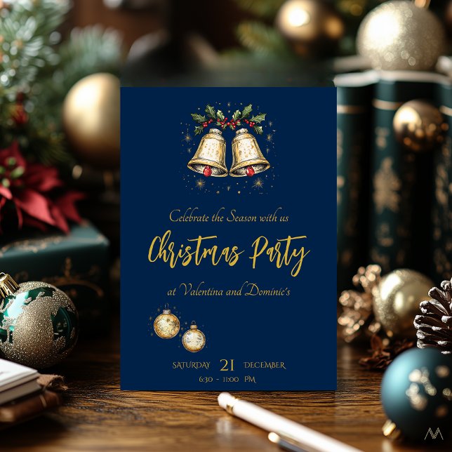Convite Festa Elegante encantadora de Natal com Bells (Criador carregado)