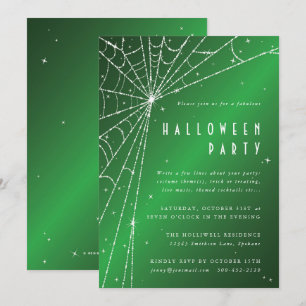 Convite Festa Elegante Verde Espelhante na Web Halloween