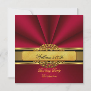 Convite Festa Elegante Vermelho Escuro Dourado para Homens