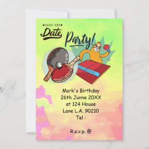 Convite Festa engraçada da Mesa Ping Pong - Tênis de pregu