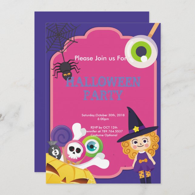 Convite festa engraçada de Halloween (Frente/Verso)
