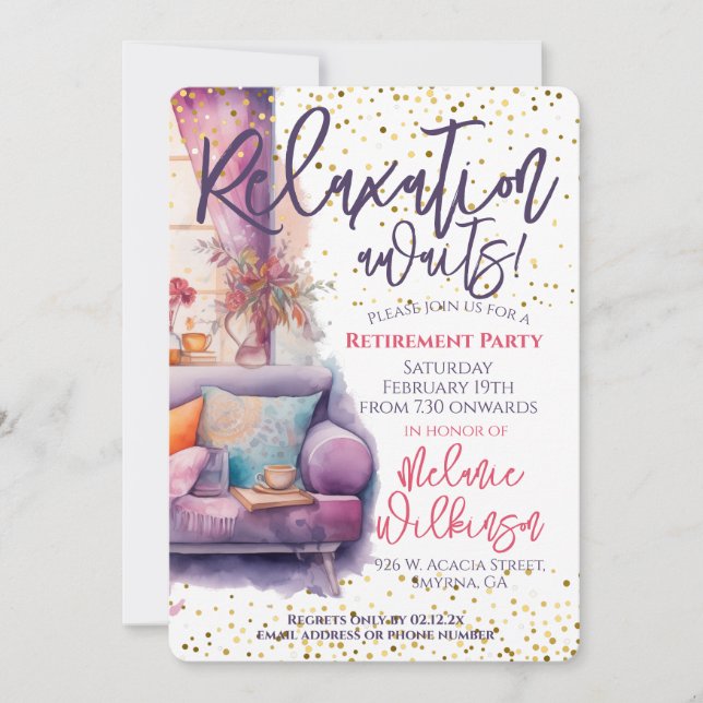 Convite Festa Engraçada de Relaxamento de Reforma Aguarda (Frente)