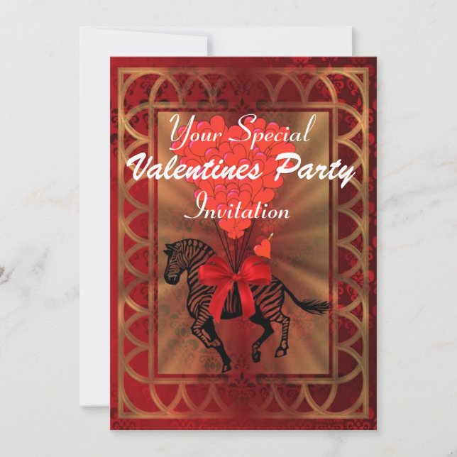 Convite Festa engraçada de zebra e Namorados cardíacos (Frente)