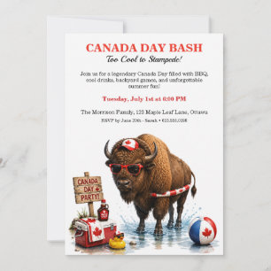 Convite Festa engraçada do Dia do Canadá com Bisonte Canad