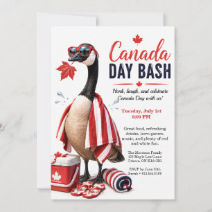 Convite Festa engraçada do Ganso do Canadá no Dia do Canad