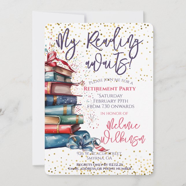Convite Festa Engraçado de Leitura de Aposentaduras (Frente)