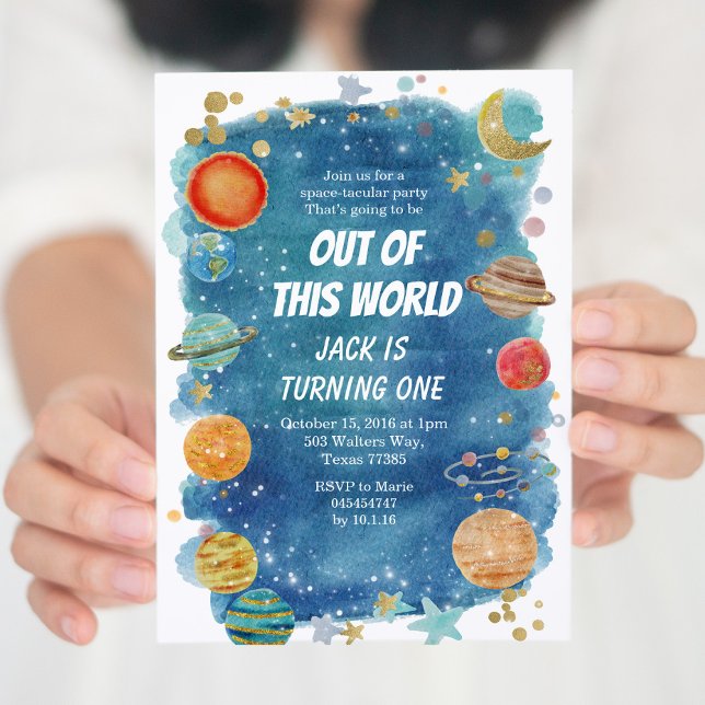 Convite Festa Espacial Galáxica Planeta Cósmico Aniversári (Criador carregado)