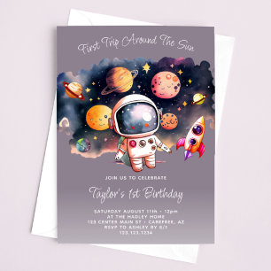 Convite Festa Espacial Primeira Viagem ao Redor do Sol Rox