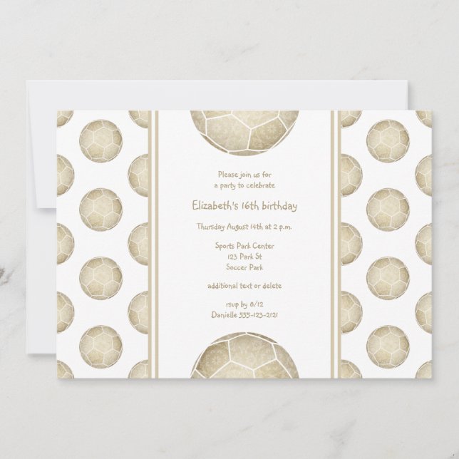 Convite festa esportes de esferas de futebol de ouro (Frente)