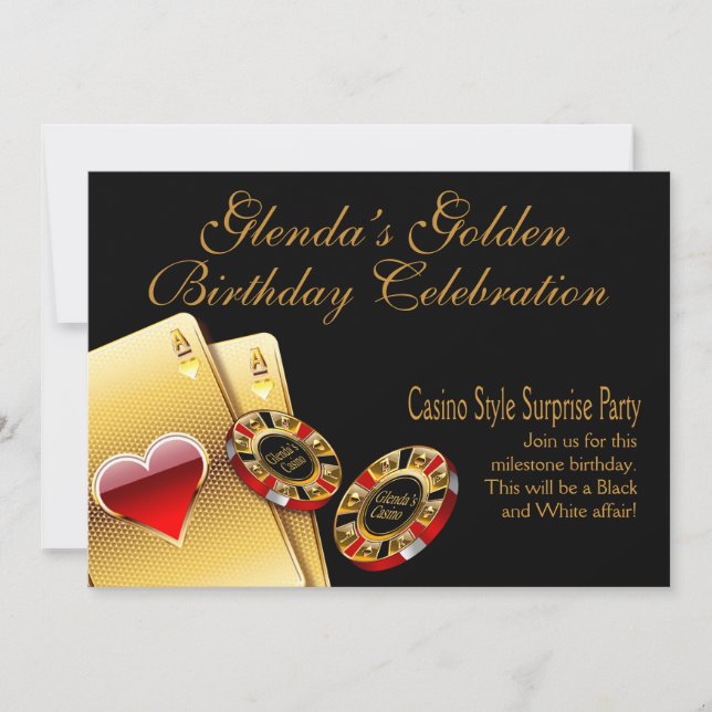 Convite Festa estilo cassino PERGUNTE-ME PARA COLOCAR NOME (Frente)