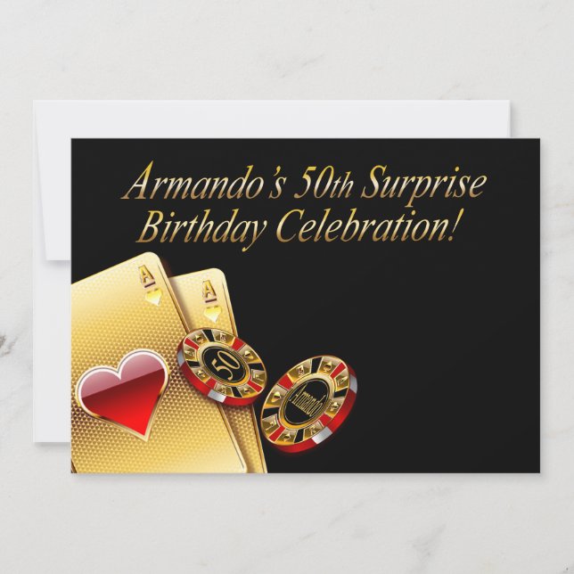 Convite Festa estilo cassino PERGUNTE-ME PARA COLOCAR NOME (Frente)