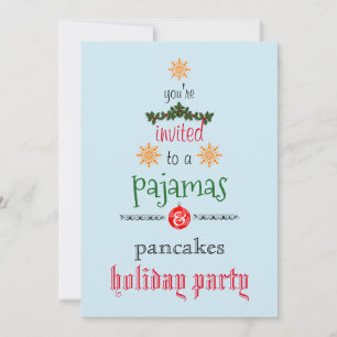 Convite Festa Familiar de Pijamas e Panquecas Feriados de 