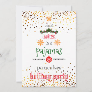 Convite Festa Familiar de Pijamas e Panquecas Feriados de 