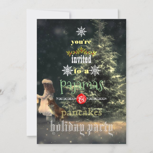 Convite Festa Familiar de Pijamas e Panquecas Feriados de  (Frente)