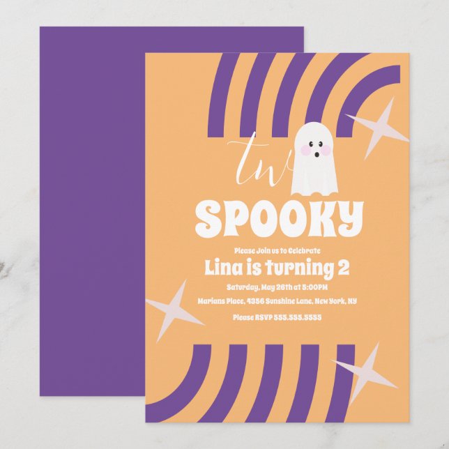 Convite Festa Fantasma de Halloween Groovy Assustadora Doi (Frente/Verso)