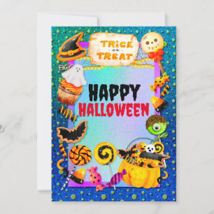 Convite Festa feliz de Halloween cheia de doces ou travess