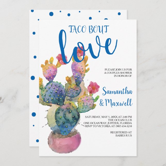Convite Festa festiva do chá dos casais do cacto (Frente/Verso)