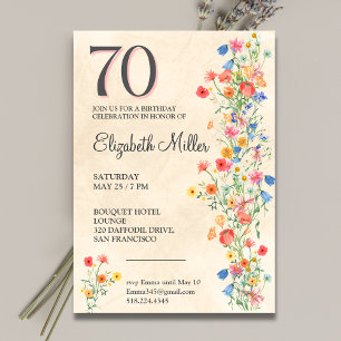 Convite Festa Floral 70 Birthday Wildflower 70 Anos