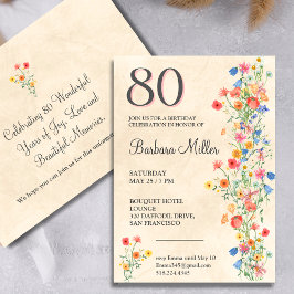 Convite Festa Floral 80 Birthday Wildflower 80 Anos