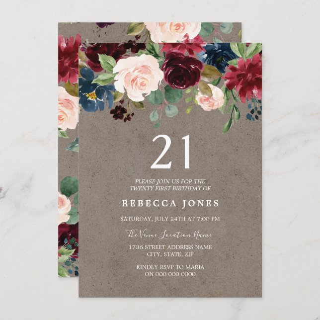 Convite Festa Floral aniversário de 21 anos da Borgonha de (Frente/Verso)