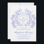 Convite Festa Floral Azul-aniversário de 30 anos de LUXURY<br><div class="desc">Uma elegante crista floral azul-vintage francesa toma palco central neste convite de aniversário de eterno. Ornamentado,  formal e muito feminina fará qualquer dama de aniversário se sentir muito especial. Os suprimentos da parte coordenadora estão disponíveis.</div>