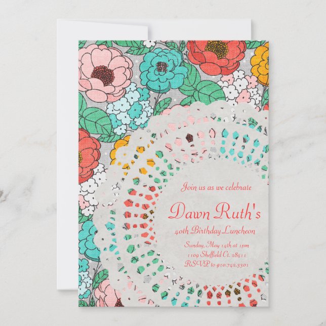 Convite Festa Floral Bridal Luncheon, jardim com licença (Frente)