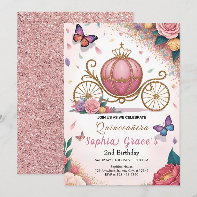 Convite Festa Floral Butterfly Fofa (Frente/Verso)