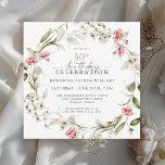 Convite Festa Floral de aniversário de 30 anos de Molercol<br><div class="desc">Este convite de festas quadrado único tem flores de primavera de cor d'água delicadas e flores silvestres cercando o texto em uma coroa. As cores incluem tons de rosa de pastel a cor-de-rosa profundo vibrante, bem como flores bege e verde sábia. Personalize o modelo de texto com seus detalhes. Você...</div>