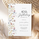 Convite Festa Floral de aniversário de 40 anos Flores de A<br><div class="desc">Um belo convite de festas aniversário de 40 anos para celebrar um aniversário em estilo elegante, este charmoso design floral de aquarela tem rosas cor-de-rosa e pêssego e papoilas com adoráveis paisagens de eucalipto ao longo da fronteira esquerda. Todo o texto pode ser personalizado para o seu partido. Este convite...</div>