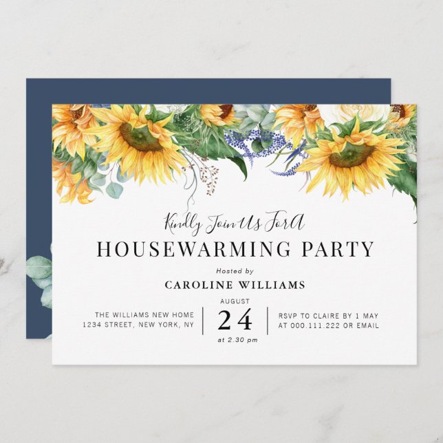 Convite festa floral de girassol rústico (Frente/Verso)