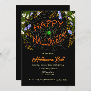 Convite Festa Floral de Halloween da Spiderweb