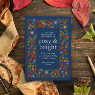 Convite Festa Floral de Outono Azul Pessoas da Terra Quadr