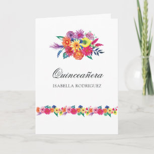 Convite Festa Floral em Aquarela para Fotos de Quinceañera