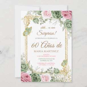 Convite Festa Floral Espanhola Surpresa 60 Anos Aniversári