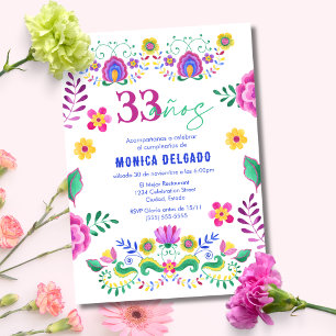 Convite Festa Floral Mexicana Espanhola de 33º Aniversário
