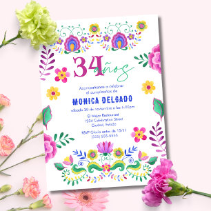 Convite Festa Floral Mexicana Espanhola de 34º Aniversário