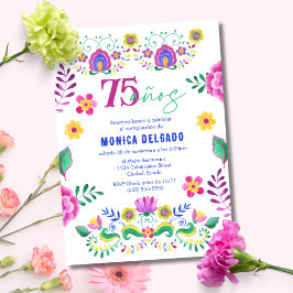 Convite Festa Floral Mexicana Espanhola de 75 Anos