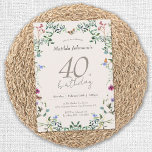 Convite Festa Floral Moderna de aniversário de 40 anos<br><div class="desc">Flores Florais, aniversário de 40 anos Convite de festas moderno. Celebre a beleza da vida com o nosso elegante design de aniversário com flores silvestres cativantes. Adote o charme da natureza com elementos florais delicados que acrescentam um toque de sofisticação à sua celebração. Este design capta a essência da alegria...</div>