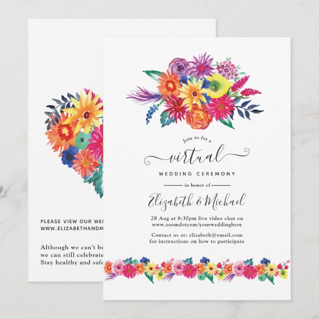 Convite Festa Floral Online Casamento Virtual (Frente/Verso)