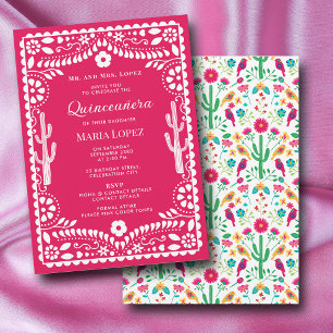 Convite Festa Floral Tradicional Mexicana Rosa Quinceañera