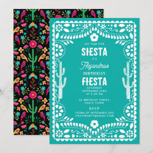 Convite Festa Floral Tradicional Mexicana Teal Aniversário