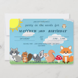 Convite Festa Fofa no Tema Animais da Floresta para Crianç