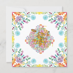 Convite Festa Folclórica Mexicana Flores Lhama Dourado QUA