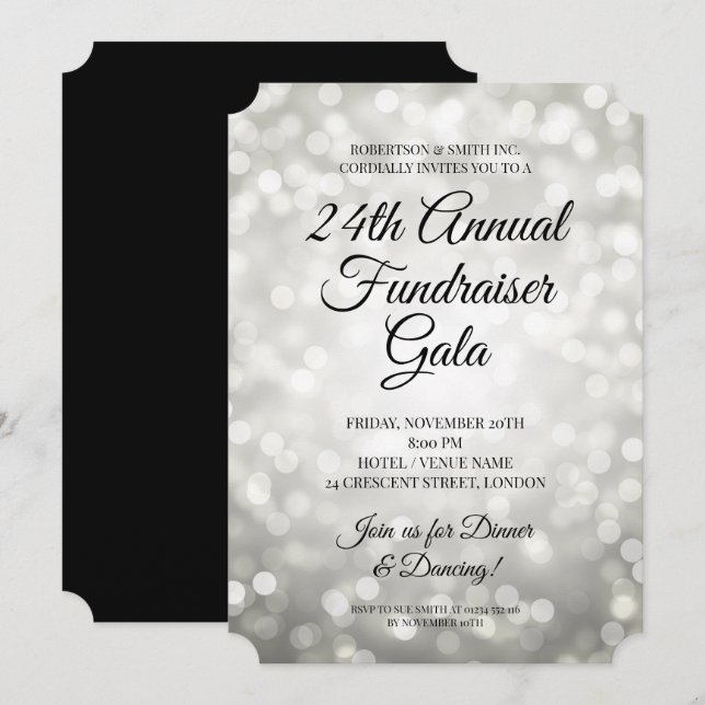 Convite Festa Formal de Arrecadação Corporativa Luzes Prat (Frente/Verso)