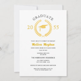 Convite Festa Formal Elegante Laurel Wreath Dourada