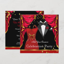 Convite Festa Formal Smoking Elegante Evento de Vestido Ve
