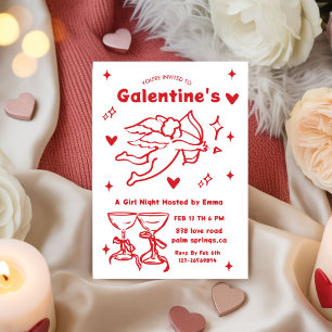 Convite Festa Galentines Caprichosa Meninas Vermelhas Dese