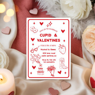 Convite Festa Galentines Cupido & Galentines Caprichosa