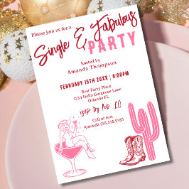 Convite Festa Galentine's Day Ocidental Solteira e Fabulos