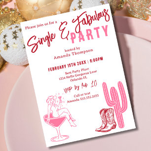 Convite Festa Galentine's Day Ocidental Solteira e Fabulos
